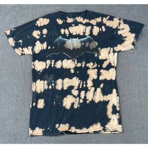 Justice League Batman‎ Tee Men M Black Tan Tie Dye Grunge Streetwear Superhero